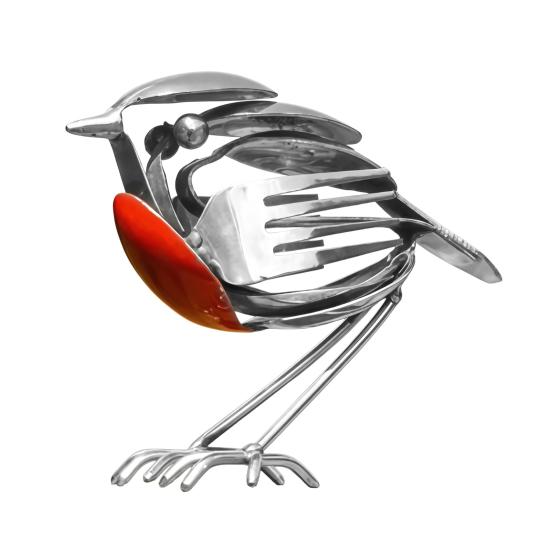 Handmade Bird Statue Rustic Scrap Metal Bird Sculpture Recycled Fork A