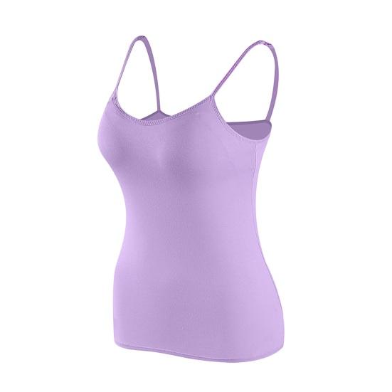 Women's Padded Cami Tank Tops Double Lined Spaghetti Strap Camisole Shirts with Built in Bra Slim Fitted Basic Summer Going Out Top