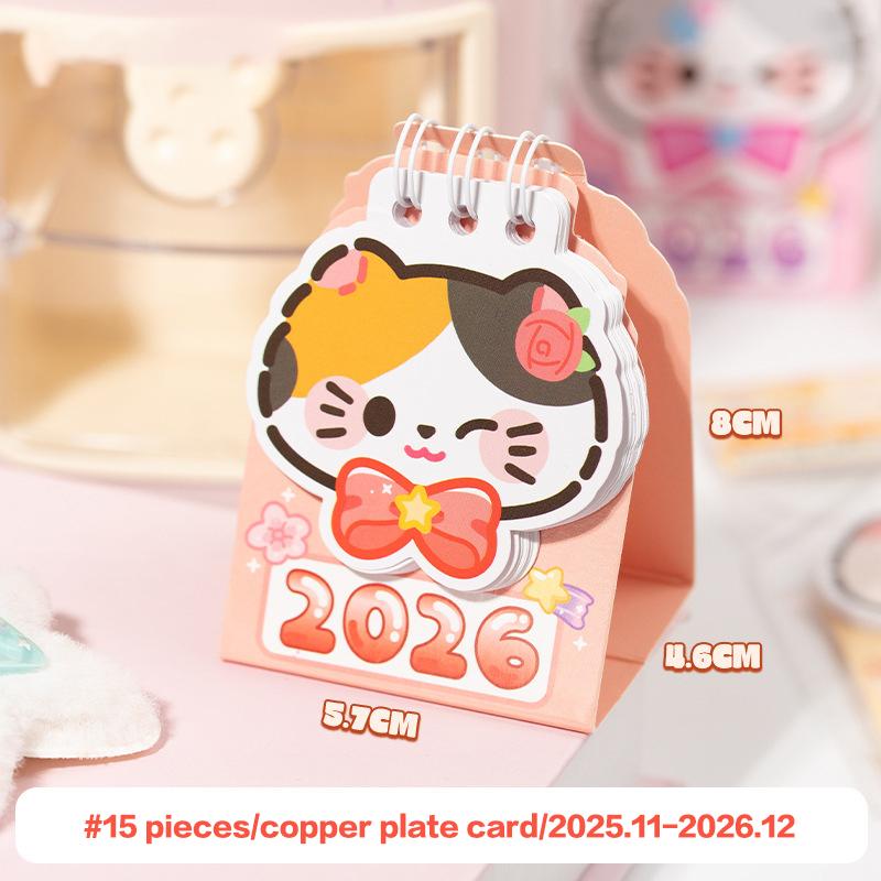 

Mini Portable 2026 Desk Calendar Cat Shape Coil Calendar Book Cute Daily Planner Organizer Time Management Back To School