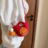 Bat Pumpkin Knit Handbag With Pendant Crossbody Bag Personality Halloween Crochet Bag Party
