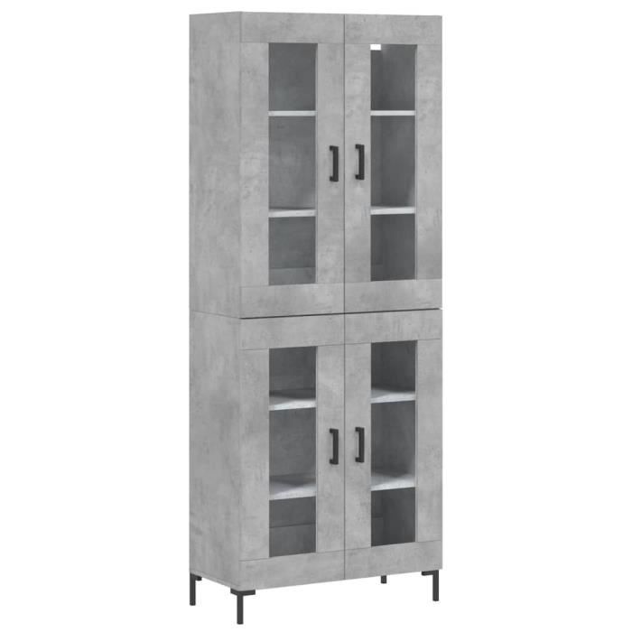 VidaXL Buffet haut Gris béton 69,5x34x180 cm Bois d'ingénierie 3198277