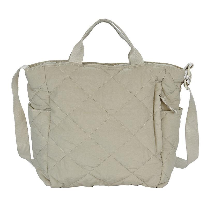 Going out for leisure Large capacity rhombus cotton bag New women's bag Fashion commuter shoulder messenger bag Portable tote bag