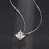 Ladies' Simple Square Pendant Necklace, Square Synthetic Zircon Inlay, Elegant Jewelry for Daily Wear Collarbone Chain, Birthday Gift