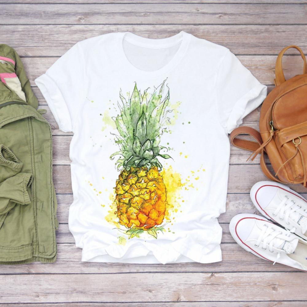 Colored Cartoon Fruit Tshirts  Avocado and Pineapple Tshirts Plussize Casual Tshirt Daily Streetwear Women Casual Tops
