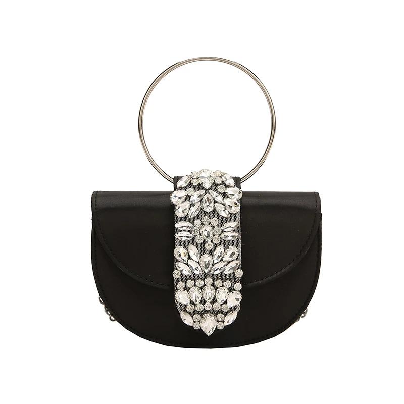 

Женские кристальные яркие атласные сумки Night Diamonds Clutch Ring Bags Сумка через плечо Diamond Designer Luxury Wedding Party