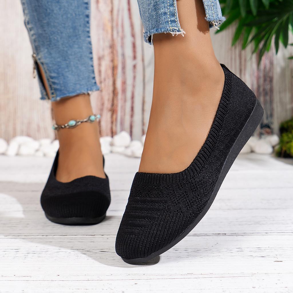 Stylish and Comfortable Low-Cut Single Shoes, Round-Toe Knitted Shoes, Walking Shoes Suitable for Going Out