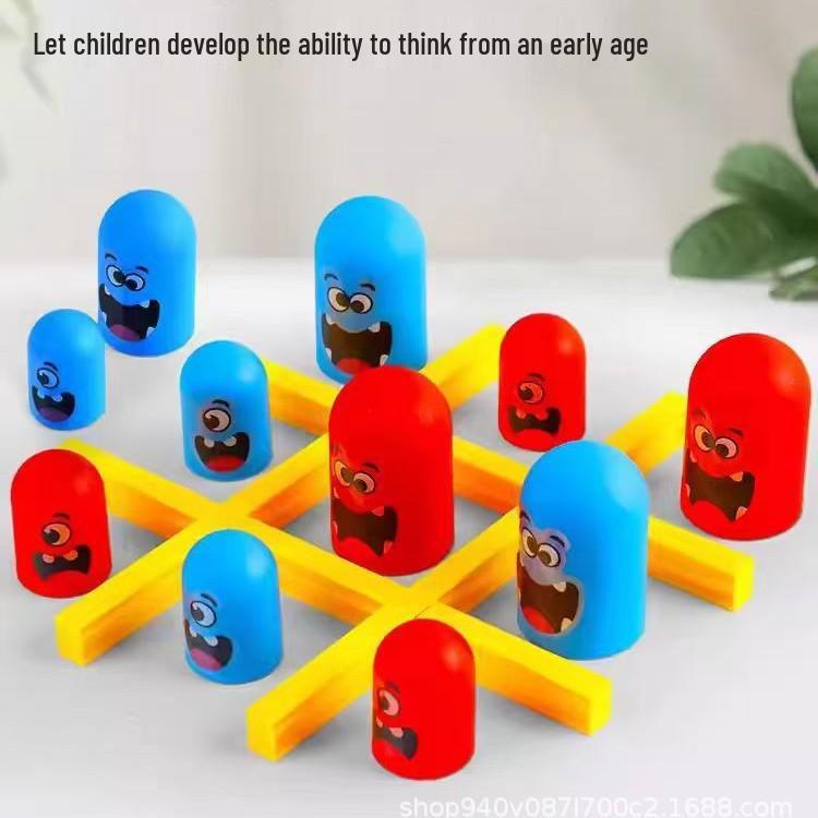 Children’s Tic-Tac-Toe Nesting Dolls: Interactive Two-Player Chess & Card Game - Educational Toy