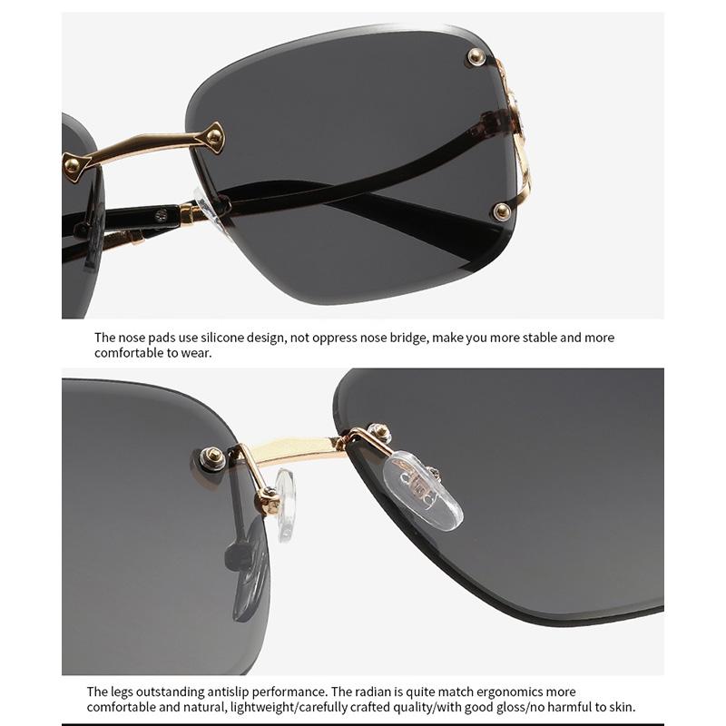 Square Metal Frameless Design Sunglasses for Men and Women Fashion Trendy Outdoor Sunscreen Sunshade Glasses