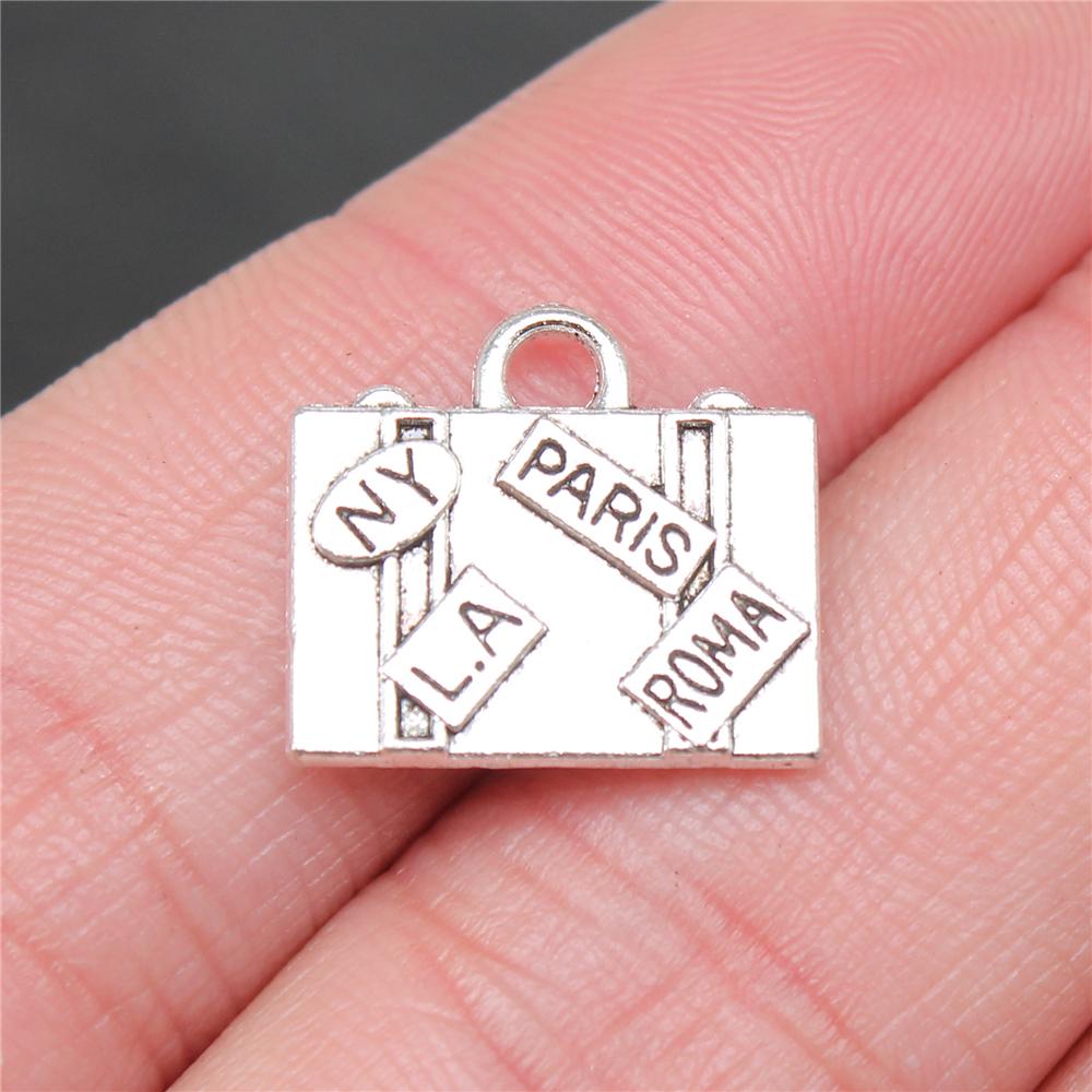 10pcs Antique Silver Plated Travel Journey Souvenir Charms Aircraft Passport Charms For Necklace Bracelet Keychain Making