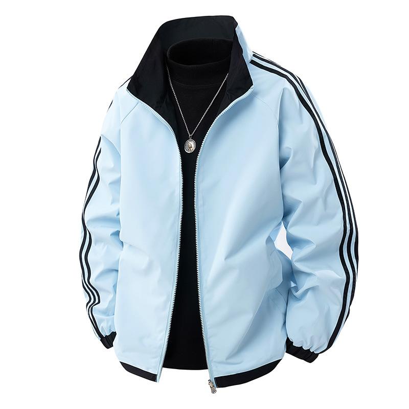 Three-bar Double-sided Jacket Couples Spring Single Jacket Jacket Jacket Men and Women Trench Coat Casual Sportswear