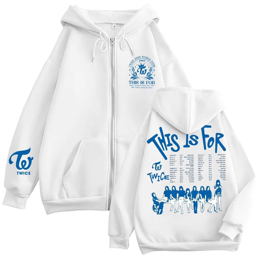 Damska codzienna modna bluza z kapturem zapinana na zamek, z nadrukiem i długim rękawem