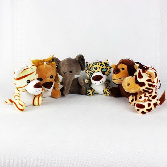 Animal Keychain Jungle Animal Monkey Tiger Lion Giraffe Elephant Leopard Doll