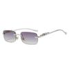 Cheetah Frameless Retro Square Sunglasses for Men & Women - Leopard Metal Design 2572