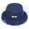 Women Stylish Raw Hem Denim Bucket Hat - Lightweight, Versatile Cotton Fedora with Fringe Trim