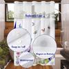 No Hook Floral and Butterfly Shower Curtain With Snap-in Fabric Liner, Sheer Top Window, Waterproof Double Layer Bathtub Curtain