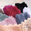 4pcs/SET Women's Lace Hollow Out Boyshorts Underwear Sexy Floral Print Panties Female Low Waist Perspective Lingerie BoxerShorts