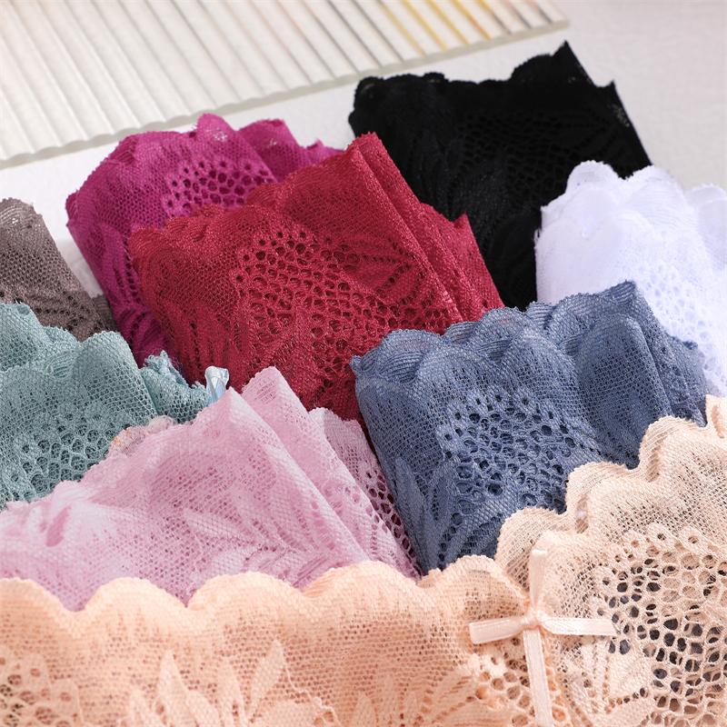 4 Stück/SET Damen Spitzen Hollow Out Boyshorts Unterwäsche Sexy Blumendruck Slips Weiblich Niedrige Taille Perspektive Lingerie Boxershorts