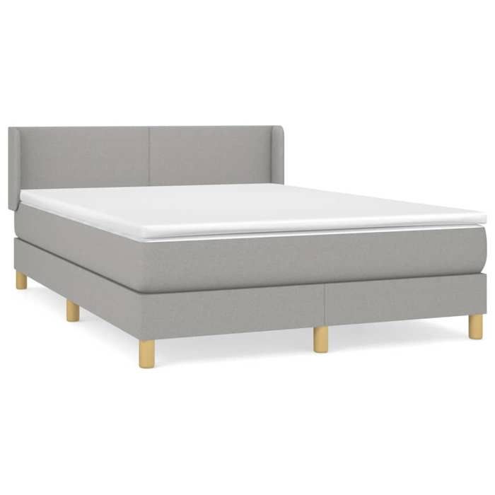 Maison Exclusive - Sommier à lattes de lit avec matelas Gris clair 140x190cm Tissu