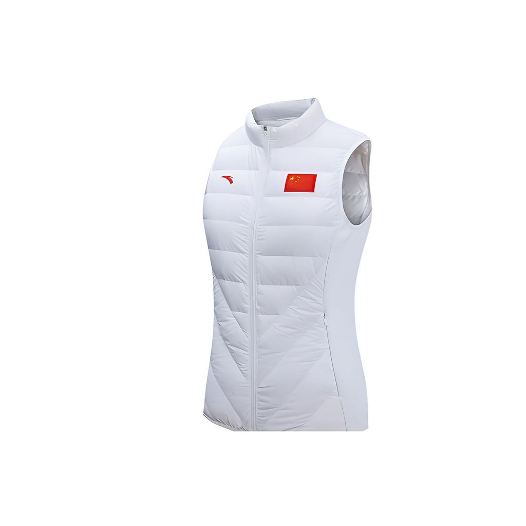 Anta Solid Color Brand Logo Zipper Stand Collar Vest Women vest White 162240908-6