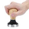 58mm Stainless Steel Flat Coffee Tamper Powder Pressed Hammer with Height   Wooden Handle