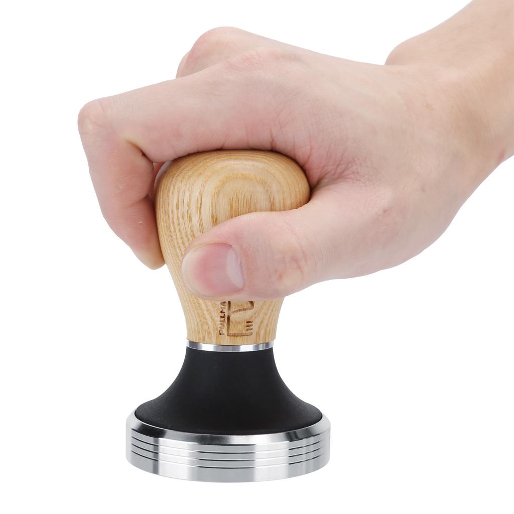58mm Stainless Steel Flat Coffee Tamper Powder Pressed Hammer with Height Wooden Handle