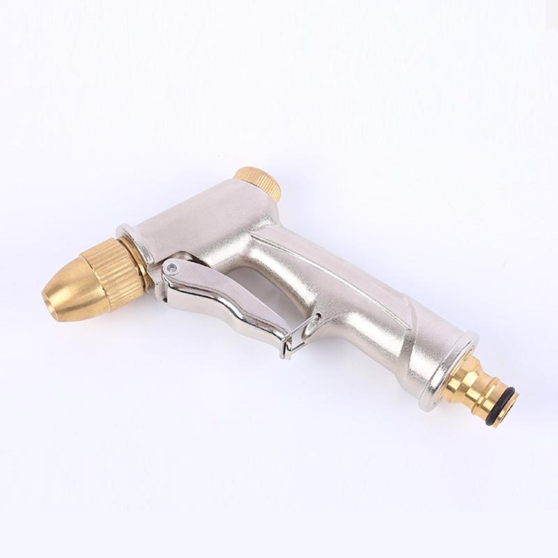 High Pressure Car Washing Water Gun, Garden Watering Tool, Copper Plated Aluminum Alloy Frosted Electroplating Water Gun Head