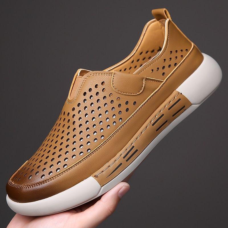 Mesh Hole Shoes Summer New Board Shoes PU Breathable Soft Sole Comfortable Casual Shoes