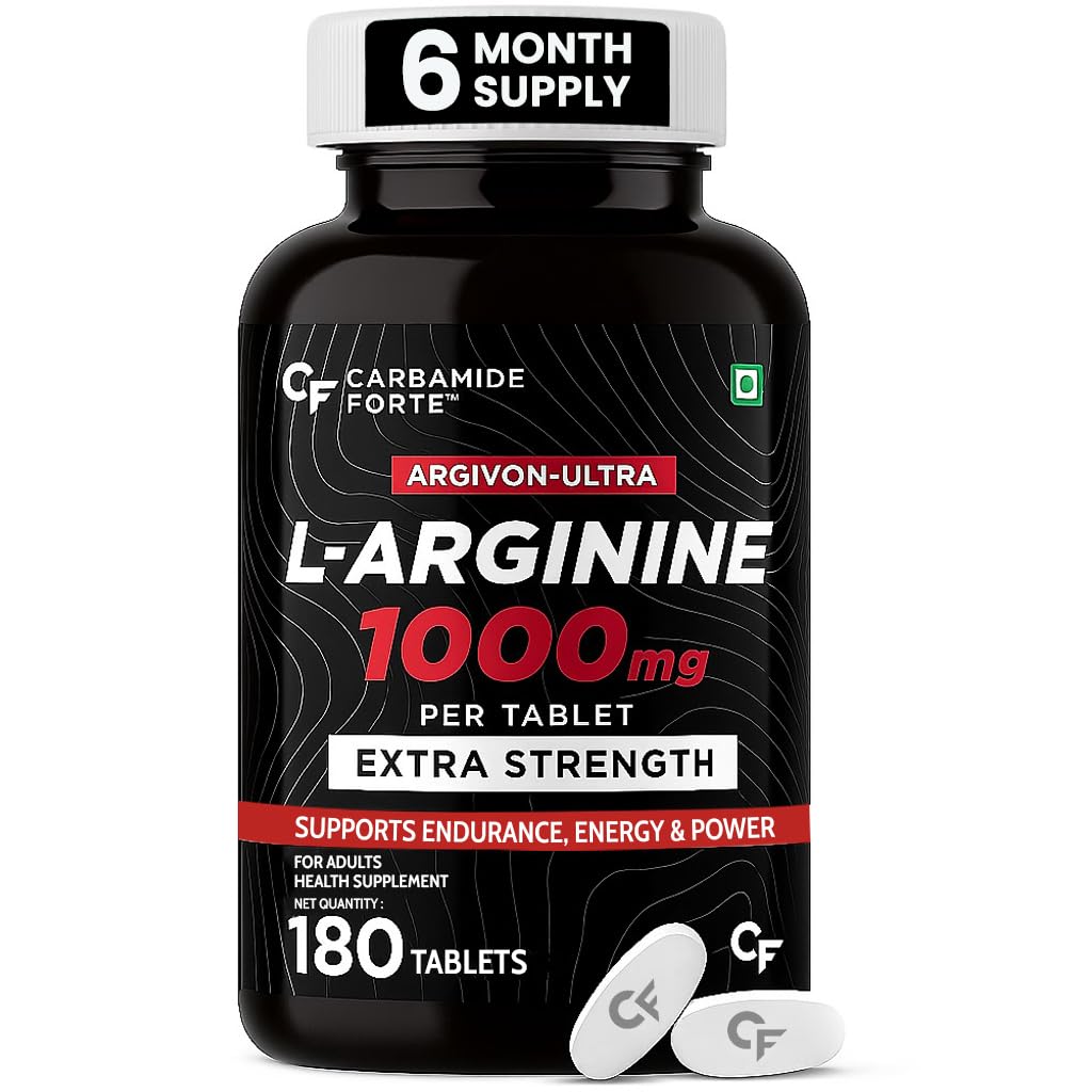 

Carbamide Forte L Arginine 1000 mg Supplement for Men 180 Tablets Boost Nitric Oxide and Oxygen Flow