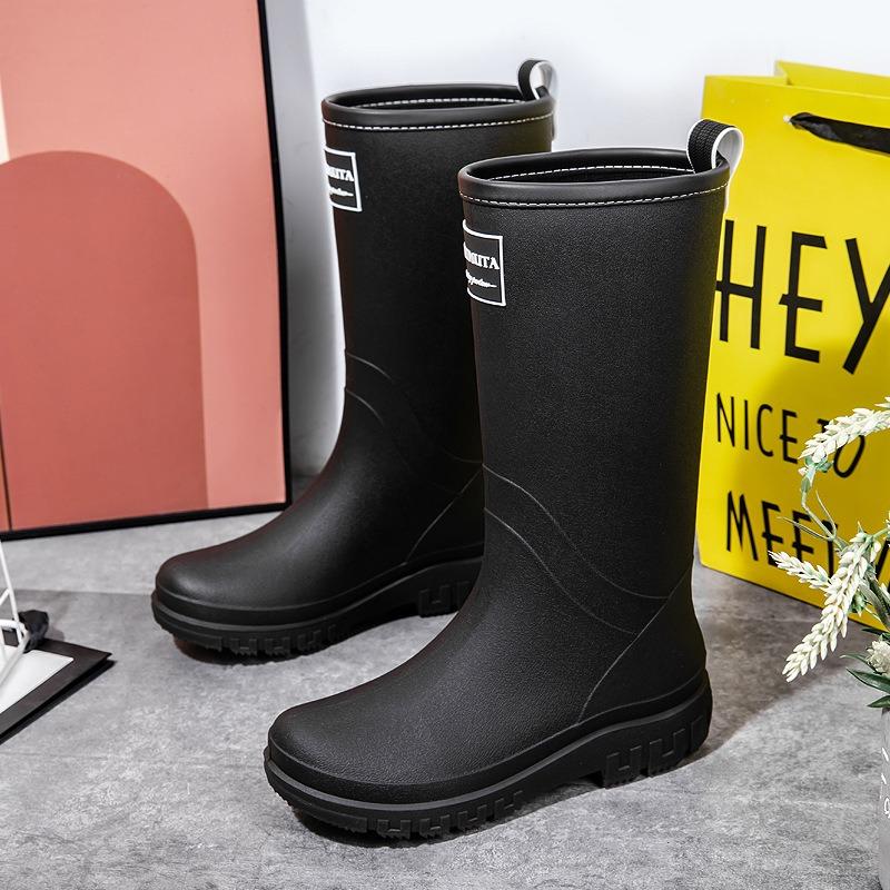 New Waterproof Medium and High Tube Women's Fashion Rain Boots Women's Outer Wear Thickened Non-slip Water Shoes Women
