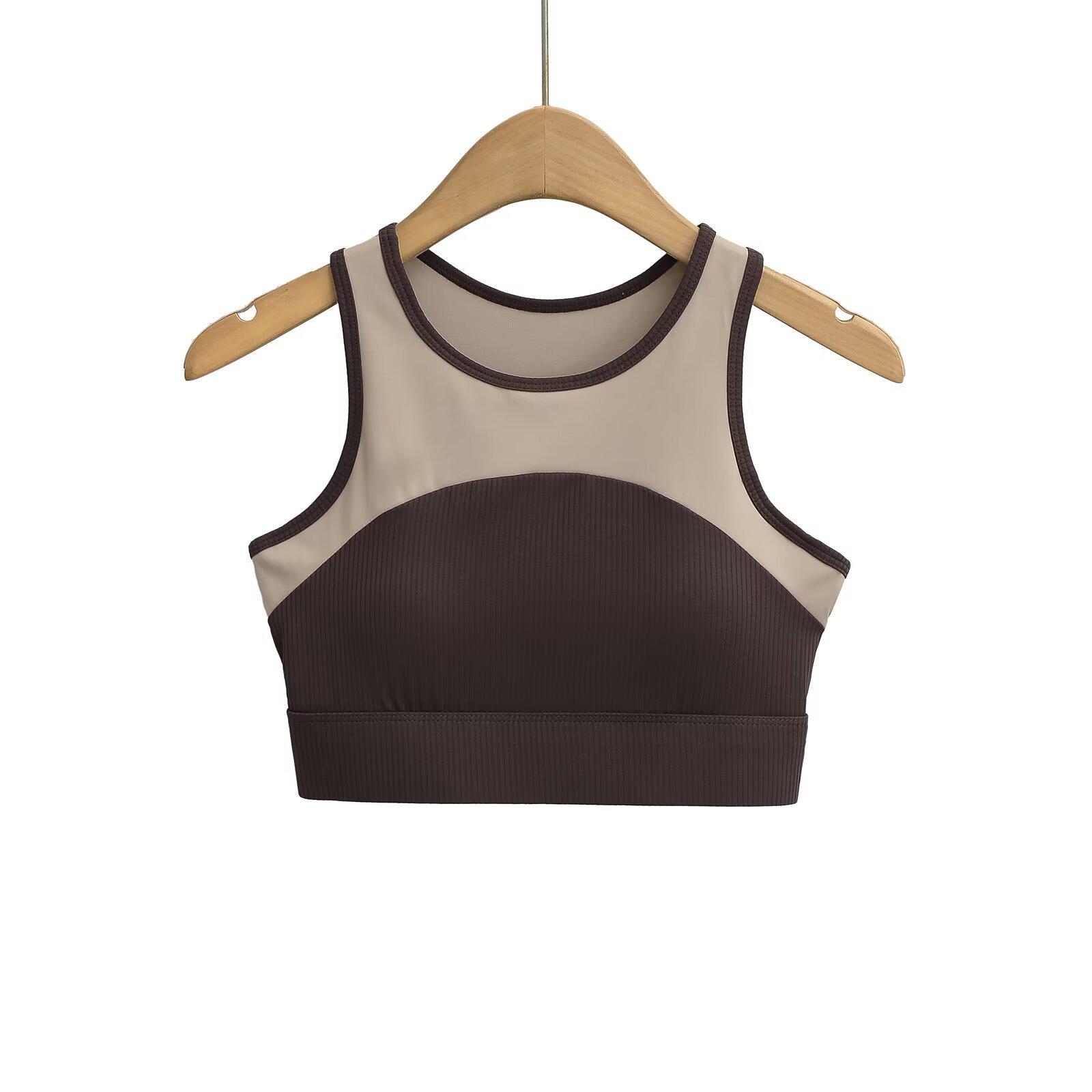 

2025 Spring/Summer Women s Slim Fit Sleeveless Tank Top with Chest Pads Medium темно-коричневого кольору