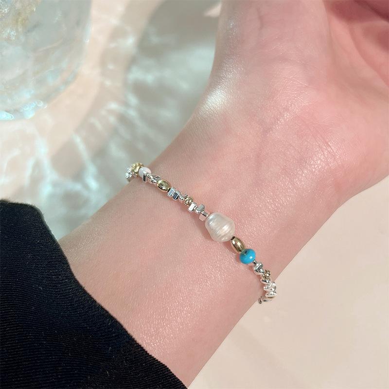 

Браслет из цветного рисового бисера с серебряными бусинами, женский легкий роскошный модный нишевый дизайн, высококачественный браслет