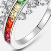 S925 Silver Rainbow Zircon Ring with Colorful Gemstones, European and American Style