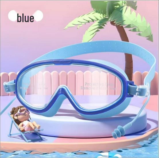 Children s Large Frame Waterproof Anti-Fog Swimming Goggles & Cap Set for Men and Women