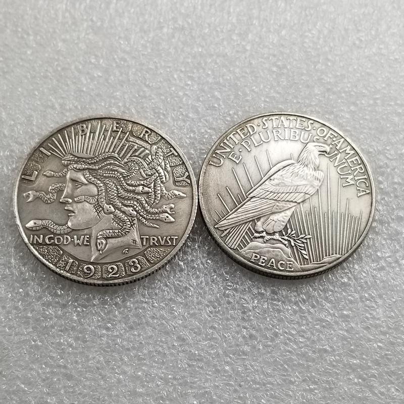 Replica 1923 Wanderer Skull Silver-Brass Coin P1204 No латунный