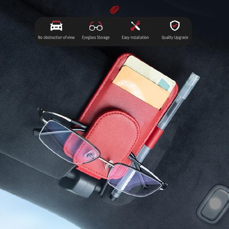 Magnetic Leather Storage Clip Auto Interior Accessory Car Glasses Holder Card Clip Universal Eyeglass Hanger for Visors