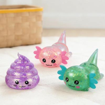 Yousheng 3Pcs Salamander Shit Squeeze Toy Stress Relief Glitter Salamander Poop Stress Ball Sensory Toy Decompression Fidget Toy Party