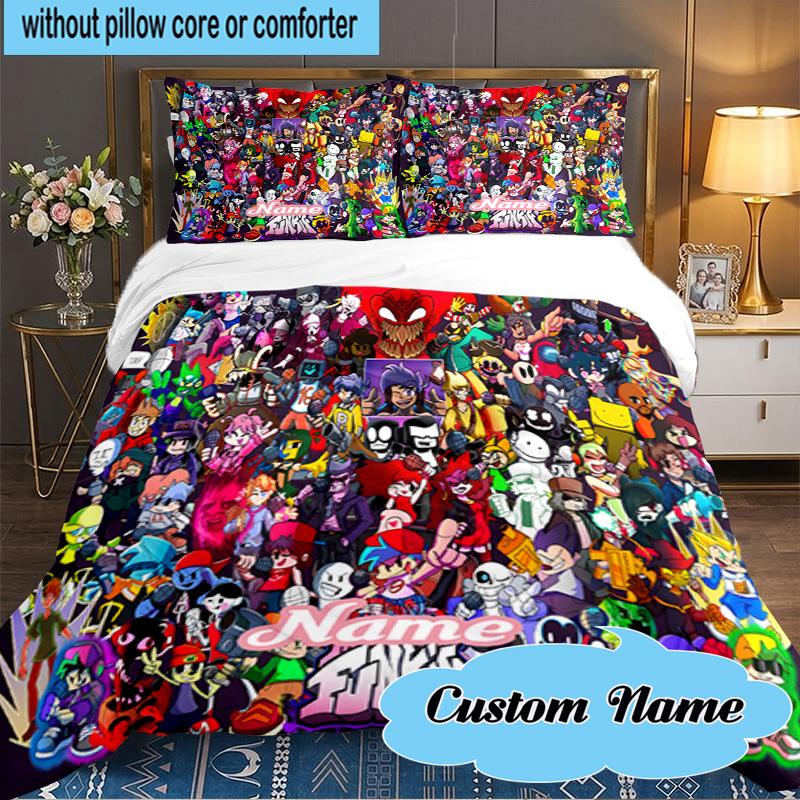 Custom Name 3PCS Friday Night Bedding Set Including 1pc Duvet Cover And 2pcs Pillowcases for Bedroom, Dormitory Gift Home Decor