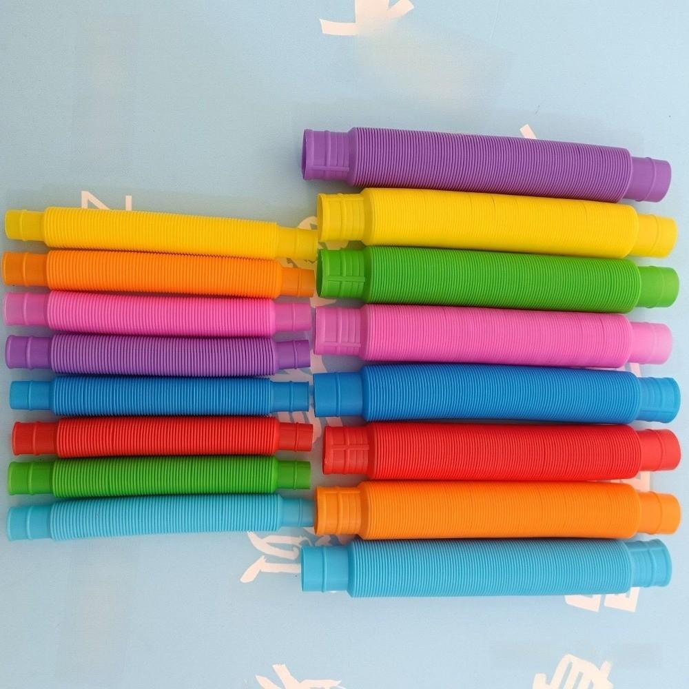 Colorful Telescopic Pop Tubes Connecting Stretching Twisting Fine Motor Skills Stretchable Tubes Stress Relief Plastic