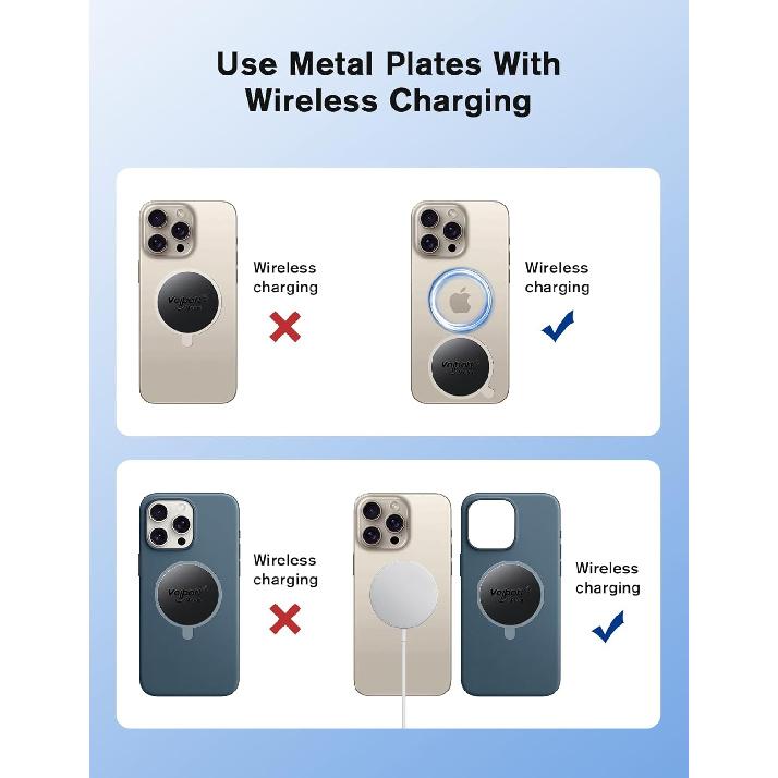 volport Mount Metal Plates Replacement 6pcs for Magnetic Phone Magnet Car Mount, 3M Strong MagicPlate Metal Disc Sticker Adhesive Round for Magnet