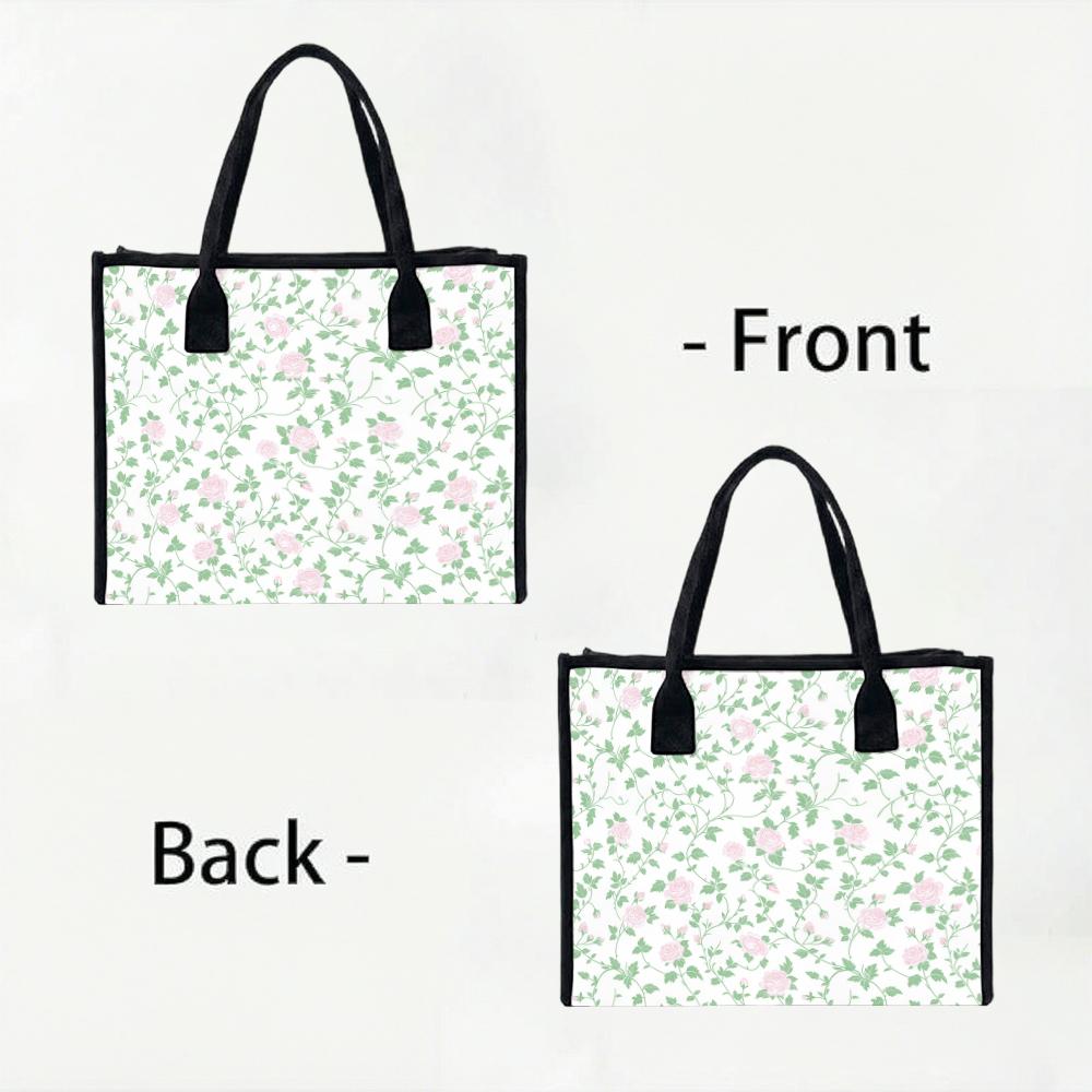 Floral Print Tote Bag Casual Large Capacity Handbag for Daily Use