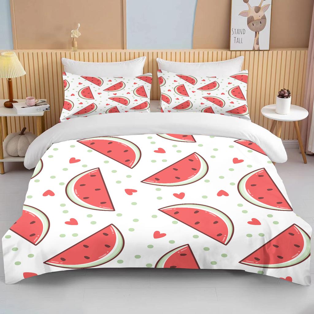 10 Sizes Fruit Pattern Bedding Three Piece Set King Size Double Bedding Set Microfiber Duvet Cover Set  Queen Duvet Cover Set