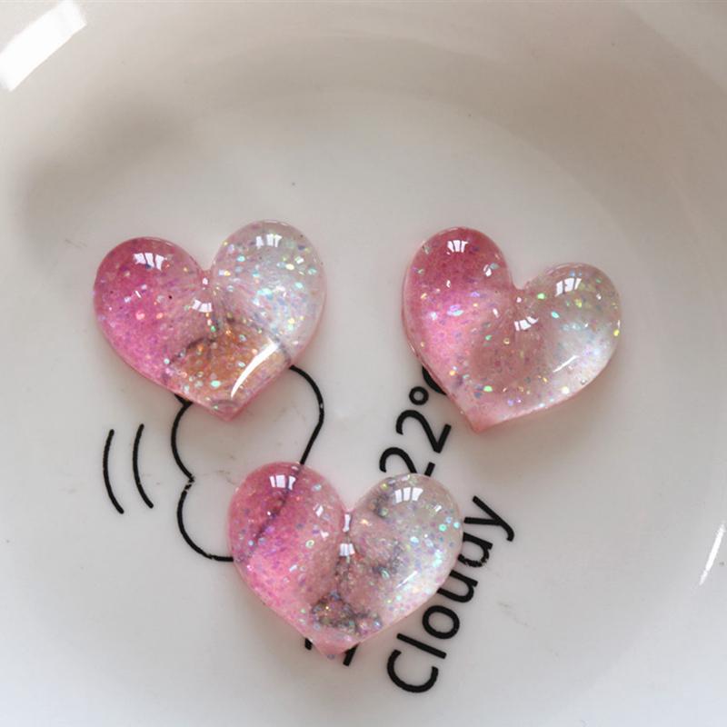 10 Pcs New Lovely Mini Colour Cartoon Bicolor Heart Resin Scrapbook Diy Jewellery Hairpin Accessories Decorate Craft A76