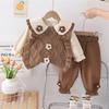 2024 3Pcs Spring Baby Girls Clothing Sets Children Knitted Vest Lace Shirt Pants  Suit Infant Floral Princess Clothes Kids Outfits
