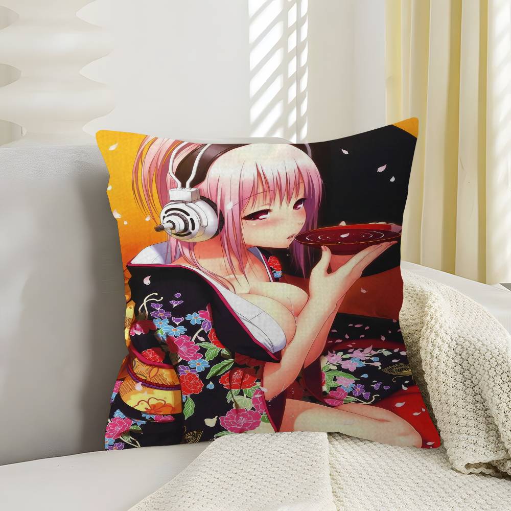 Poszewka na poduszkę Anime Super Sonico Poszewka na poduszkę do samochodu na sofę samochód Prezent świąteczny 40x40cm 45x45cm