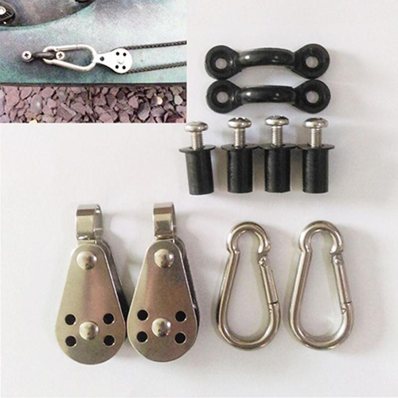 Kayak Canoe Trolley set Eyes Wellnuts Screws Kayak Accessories Zig Cleat Rigging-Ring Pulleys -Boat 30Feet