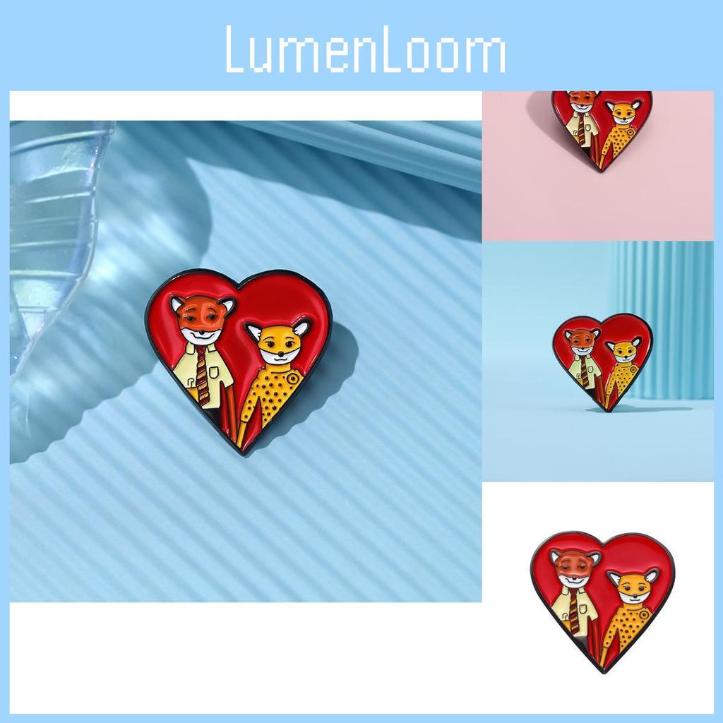 Whimsical Fox Heart Badge Colorful Cartoon Geometric Brooch Fun Cute Accessory For Couples And Friends
