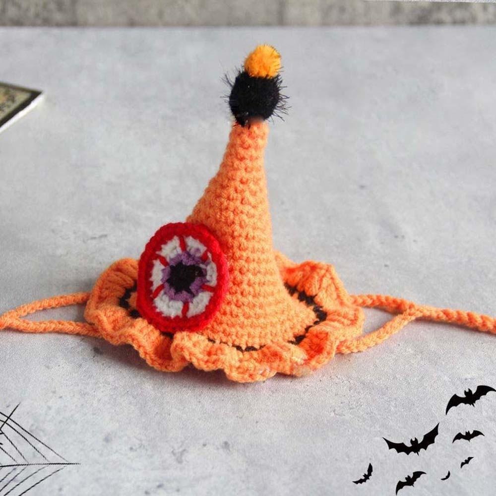 Clothes Halloween Cat Headgear Pumpkin Cat Woven Hat Bib Halloween Pets Costumes  Pet Accessories