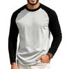 T-shirt da uomo a maniche lunghe raglan, girocollo, vestibilità regular, casual, leggera, tessuto morbido, comoda per l'uso quotidiano
