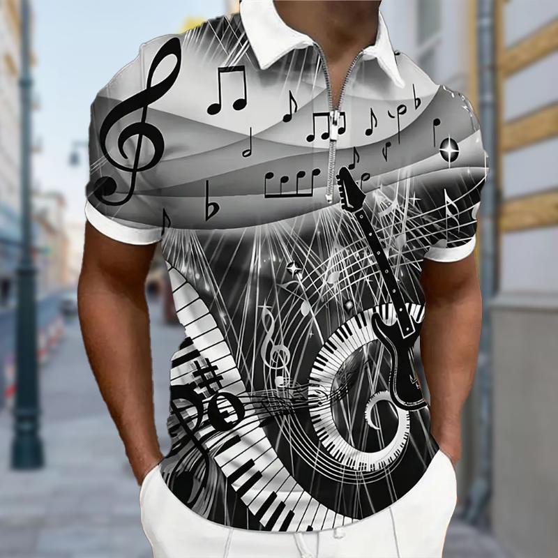 Мужская рубашка поло повседневная на молнии с коротким рукавом модная повседневная — фото 4