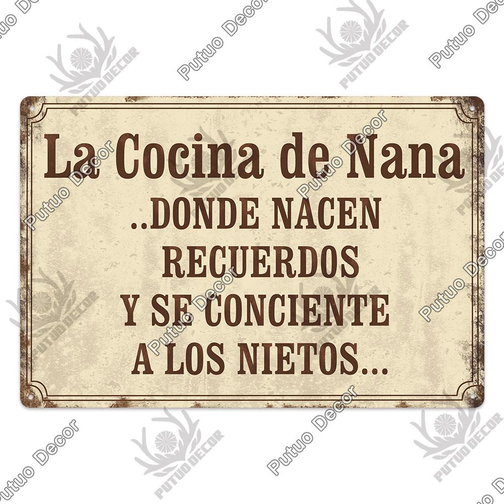 Putuo Decor Spanish Sign Vintage Metal Tin Sign Bar Pub Club Hogarena Bano Man Cave Wall Decor Iron Painting Decorative Plate